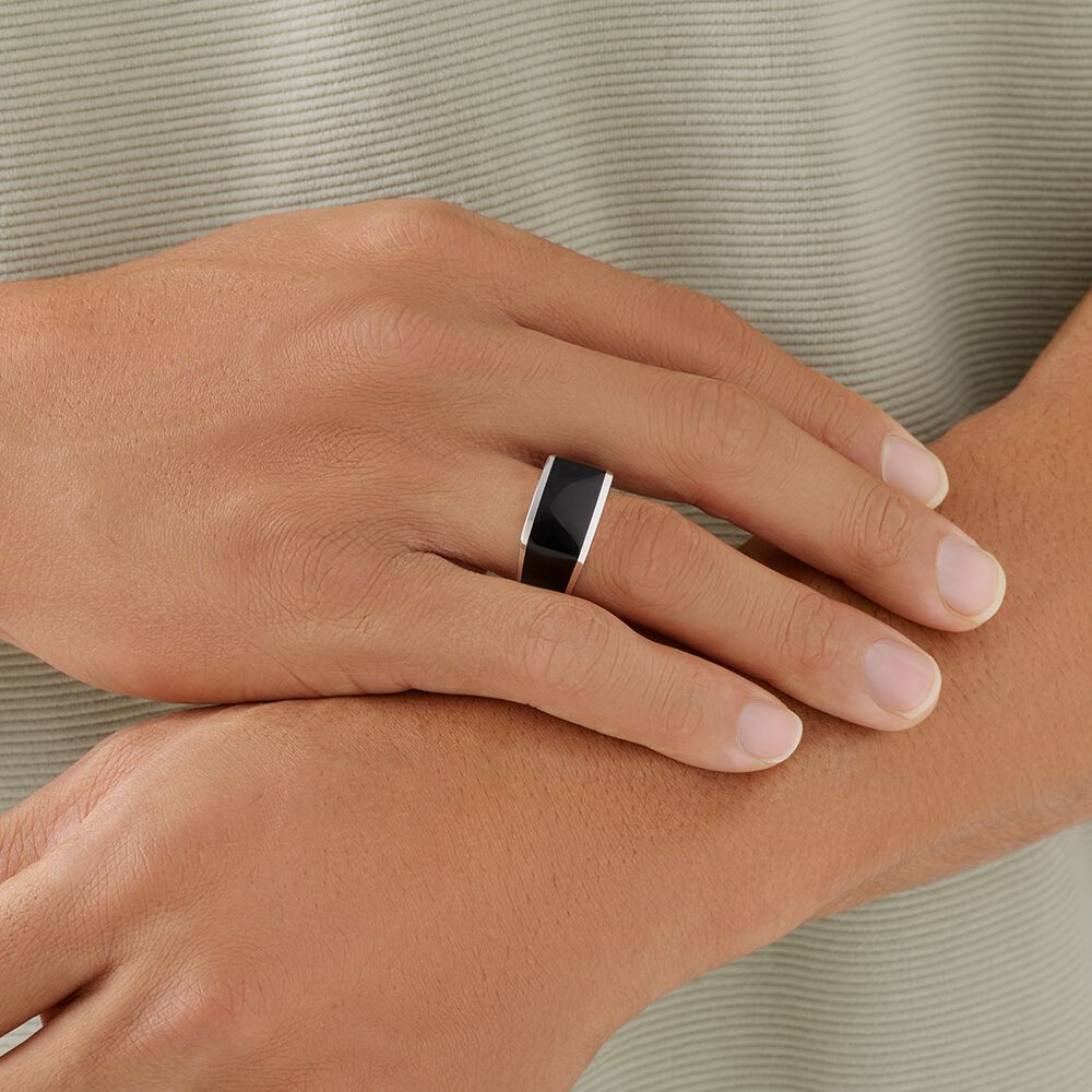 Onyx mens cheap wedding band