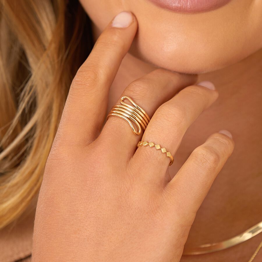 Double Loop Slim Ring In 10Ct Yellow Gold