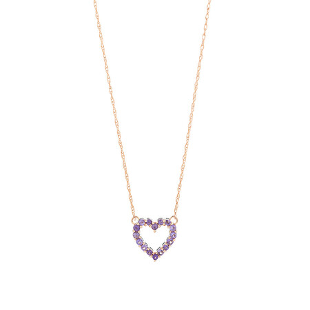 Heart Necklace with Amethyst in 10ct Rose Gold