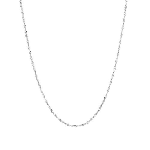 1.65mm Wide Solid Singapore Twist Chain in 10kt White Gold