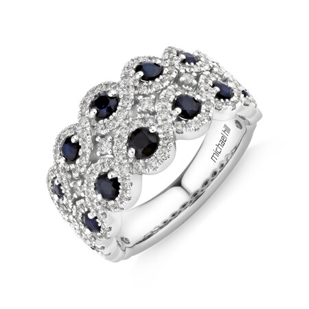 Ring with Sapphire & .80 Carat TW of Diamonds in 14kt White Gold