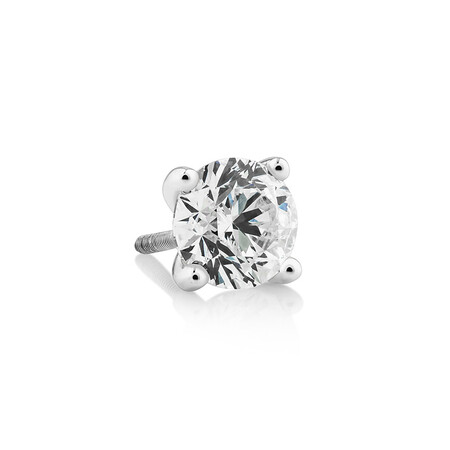 Single Solitaire Stud Earring with 1.00 Carat TW of Diamond in 10kt White Gold