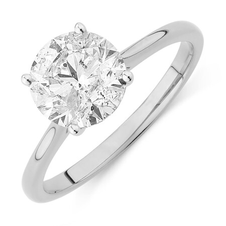 Evermore Certified Solitaire Engagement Ring with 2 Carat TW Diamond in 14kt White Gold