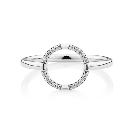Open Circle Ring with Diamonds in Sterling Silver Open Circle Ring with Diamonds in Sterling Silver