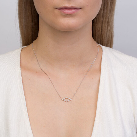 Geometric Necklace with Diamonds in Sterling Silver Geometric Necklace with Diamonds in Sterling Silver