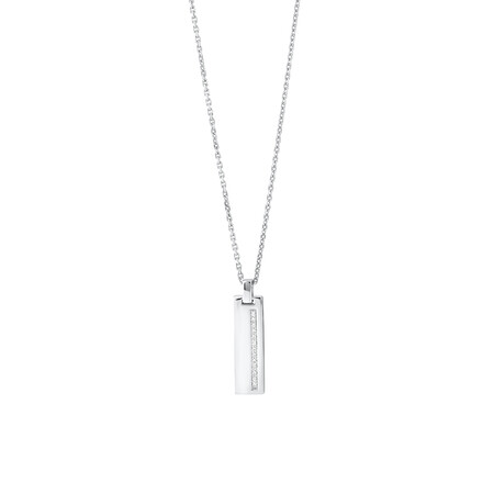 Cable Necklace with Cubic Zirconias in Sterling Silver