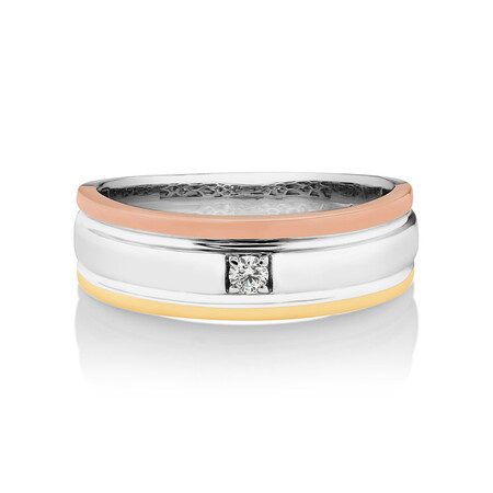Tritone Duo Ring with Diamond in 10kt White, Yellow & Rose Gold Tritone Duo Ring with Diamond in 10kt White, Yellow & Rose Gold