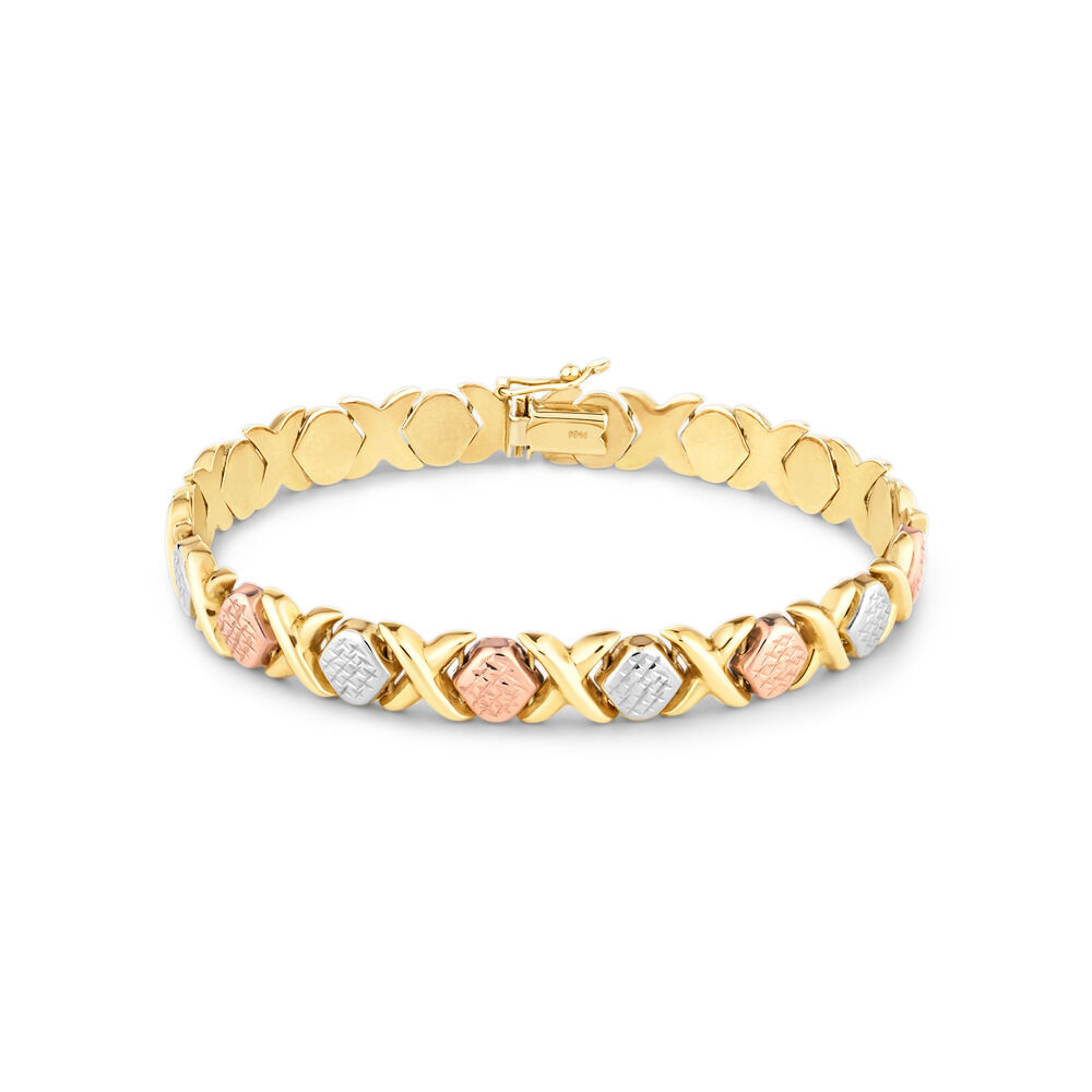 19cm 7.5 8mm 8.5mm Width Bracelet in 10kt Yellow White Rose Gold