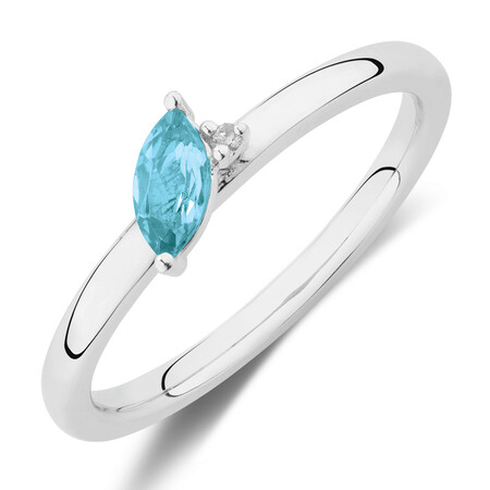 Stacker Ring with Diamond & Blue Topaz in Sterling Silver Stacker Ring with Diamond & Blue Topaz in Sterling Silver
