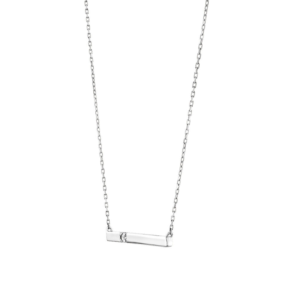 Silver bar necklace shop with diamonds