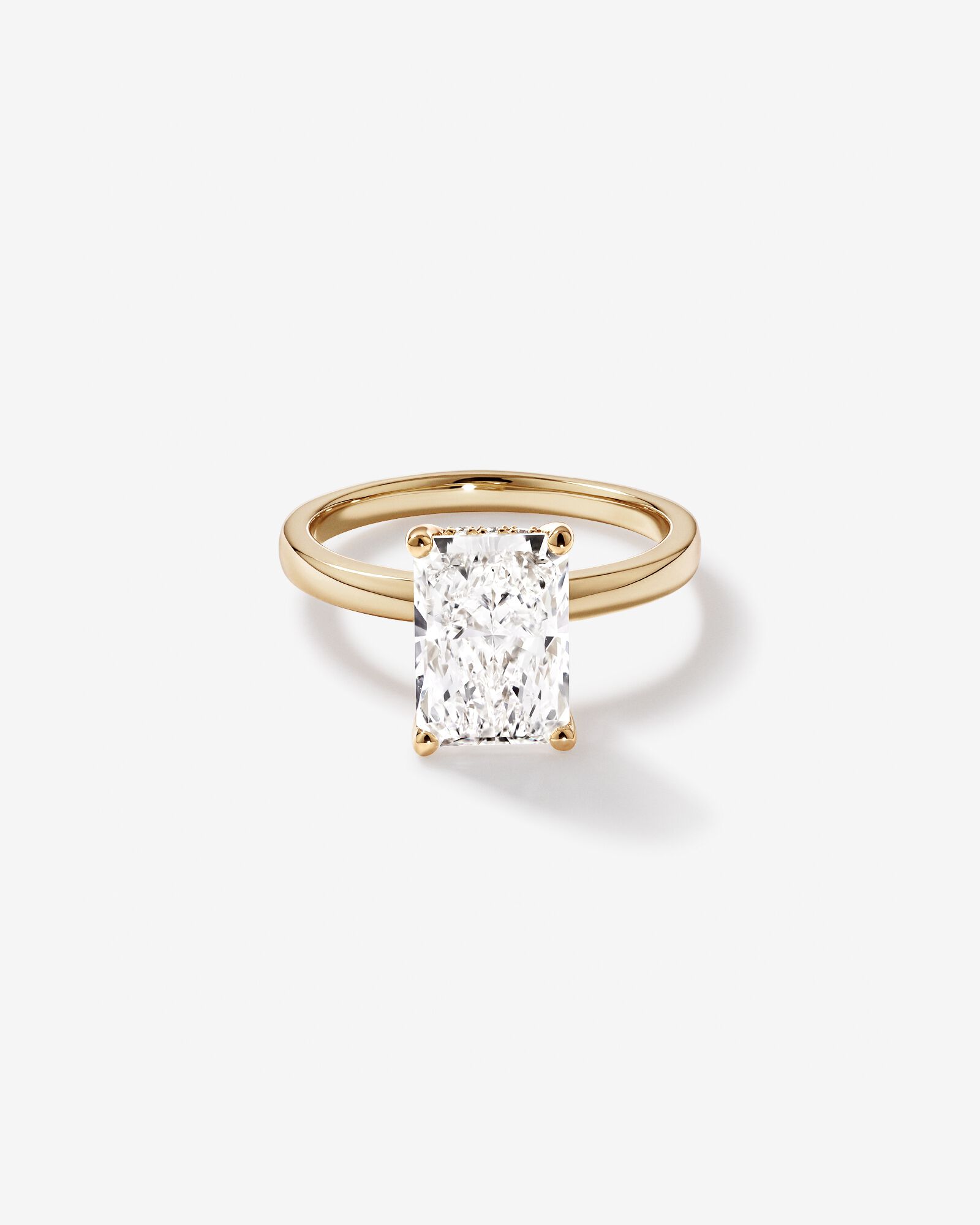3.10 Carat TW Radiant Cut Laboratory-Grown Diamond Solitaire Ring in 18kt Yellow Gold