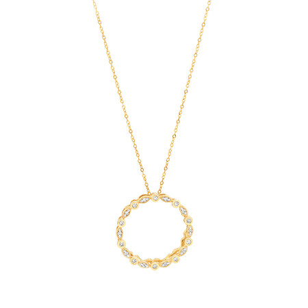 Circle Necklace with 0.10 Carat TW of Diamonds in 10ct Yellow Gold