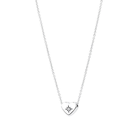 Heart Necklace with Cubic Zirconia in Sterling Silver