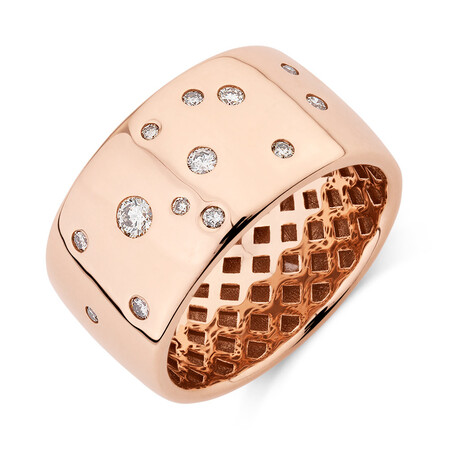 Hammer Set Barrel Ring with 0.25 Carat TW of Diamonds in 10kt Rose Gold