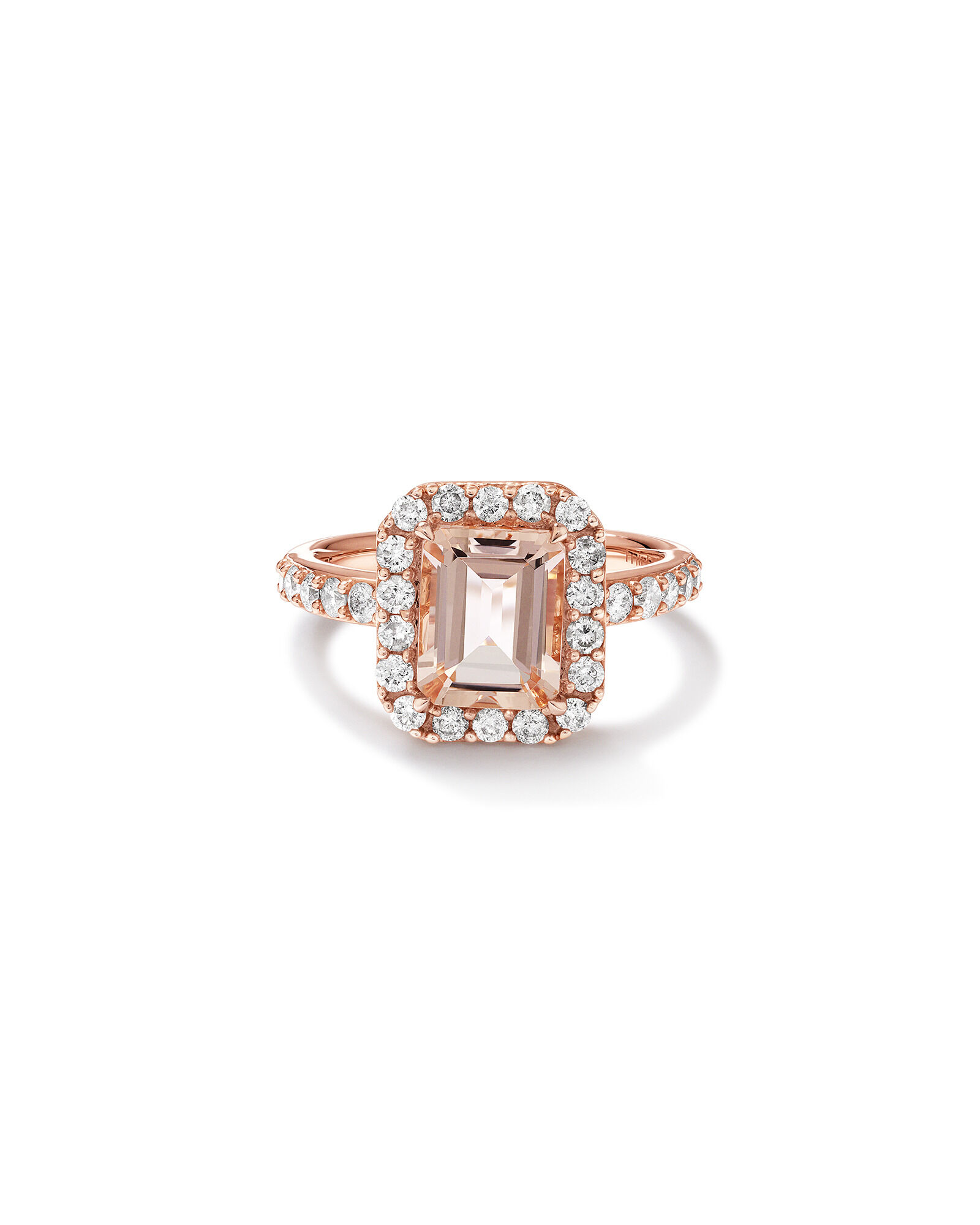 Ring with Morganite 0.75 Carat TW of Diamonds in 14kt Rose Gold
