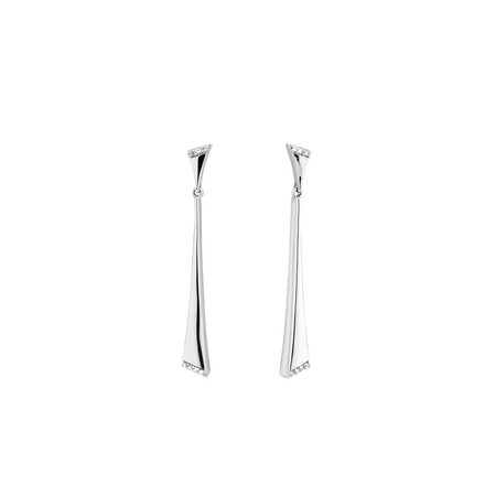 Drop Earrings with Diamonds in Sterling Silver Drop Earrings with Diamonds in Sterling Silver