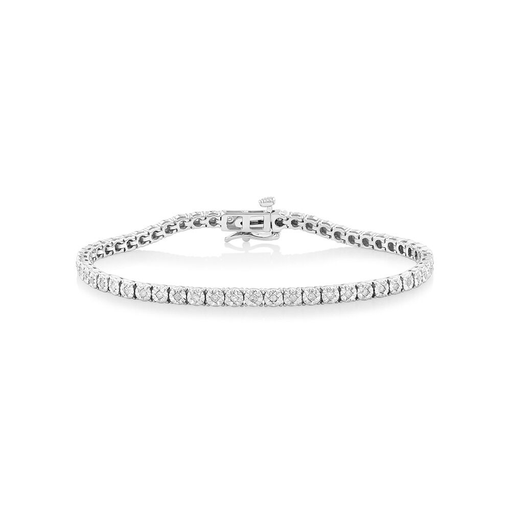 Sterling silver diamond tennis necklace discount