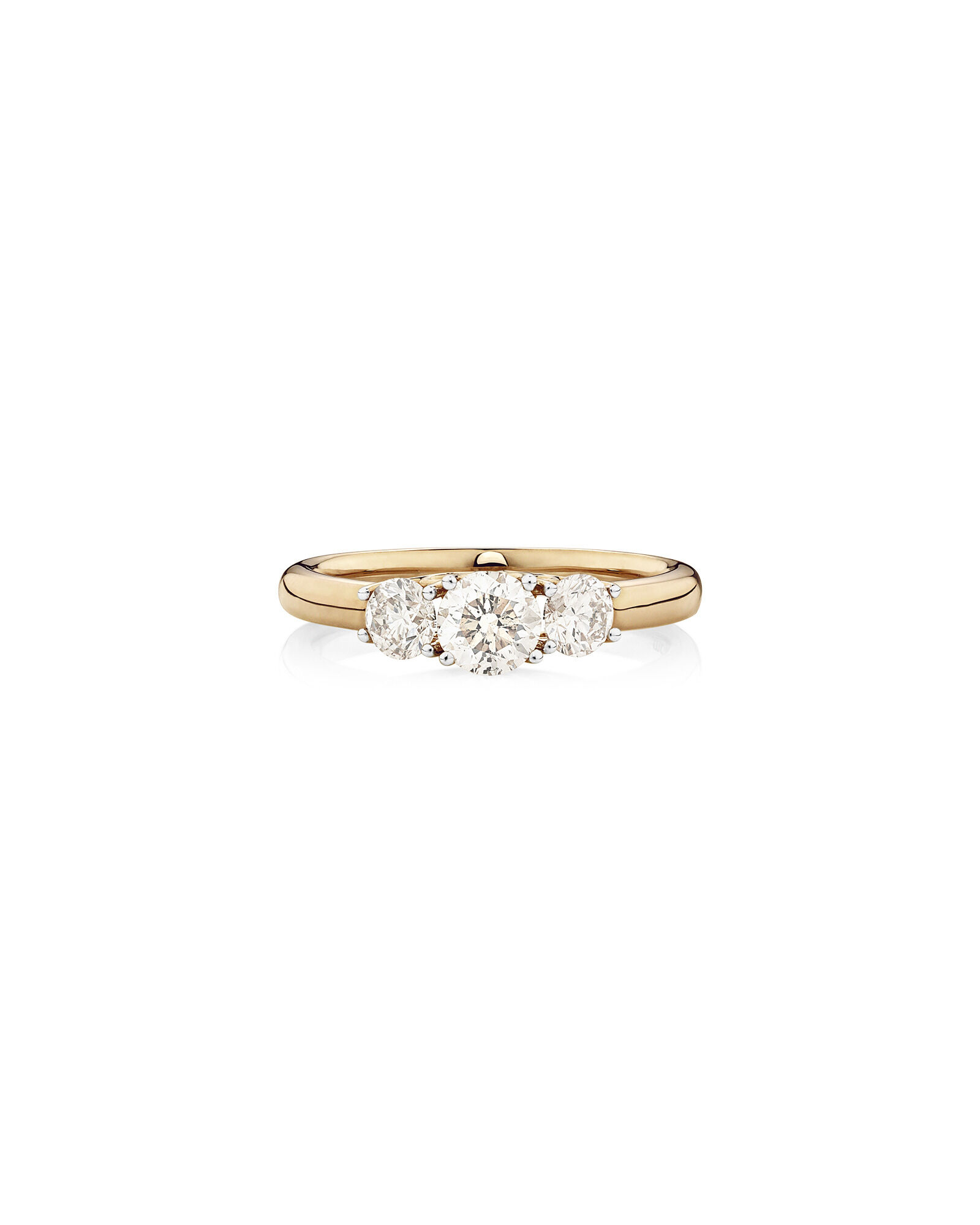 Three Stone Engagement Ring with 1 Carat TW of Diamonds in 14ct Yellow Gold