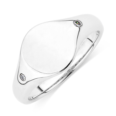 Signet Ring with Diamonds in Sterling Silver Signet Ring with Diamonds in Sterling Silver