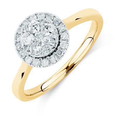 Engagement Ring with 1/2 Carat TW of Diamonds in 10kt Yellow & White Gold