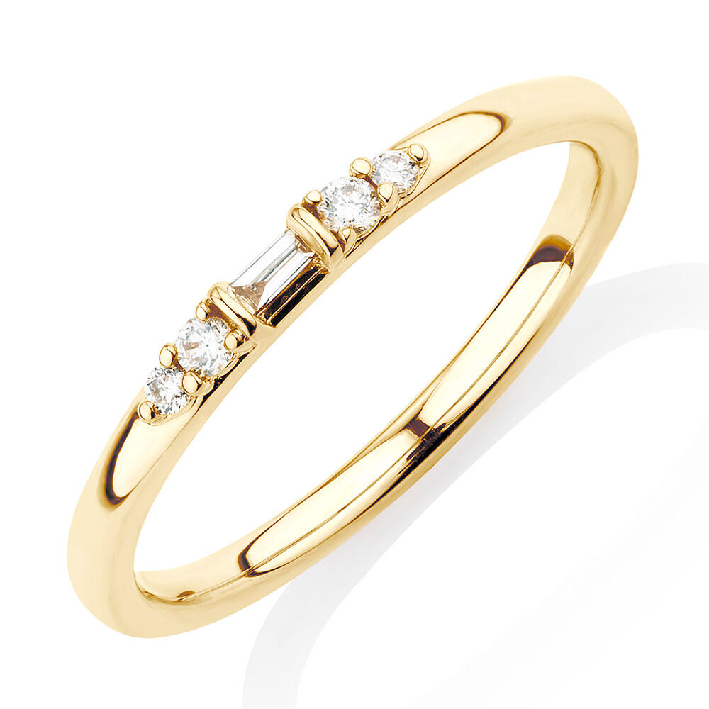 Stacker Ring with Diamonds in 10ct Yellow Gold