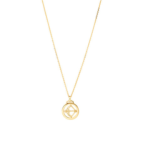 Sagittarius Zodiac Pendant with Chain in 10kt Yellow Gold