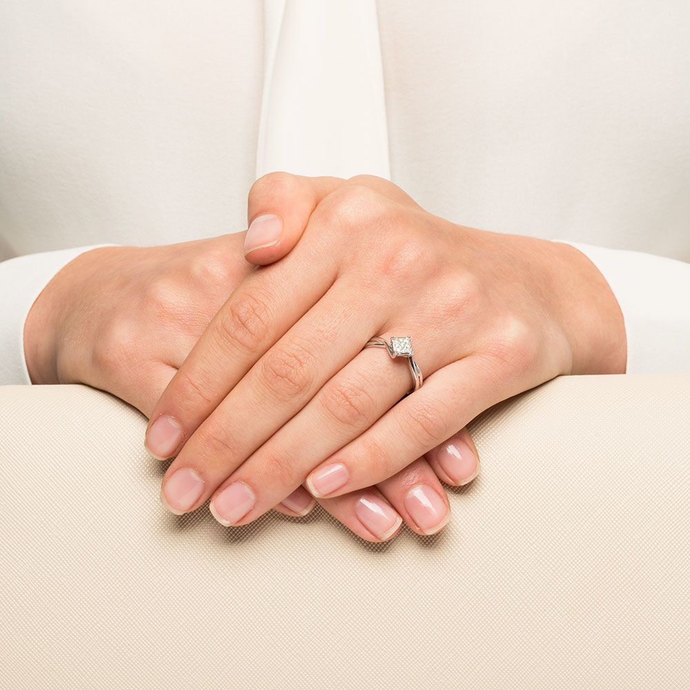 Promise Ring with Diamonds in Sterling Silver