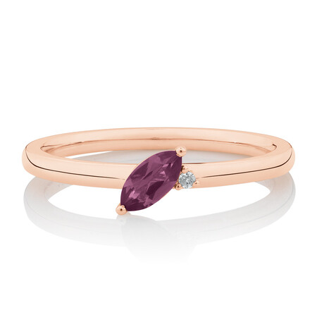 Stacker Ring with Diamond & Rhodolite Garnet in 10ct Rose Gold Stacker Ring with Diamond & Rhodolite Garnet in 10ct Rose Gold