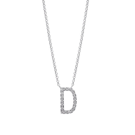 D Initial Necklace with 0.10 Carat TW of Diamonds in 10kt White Gold