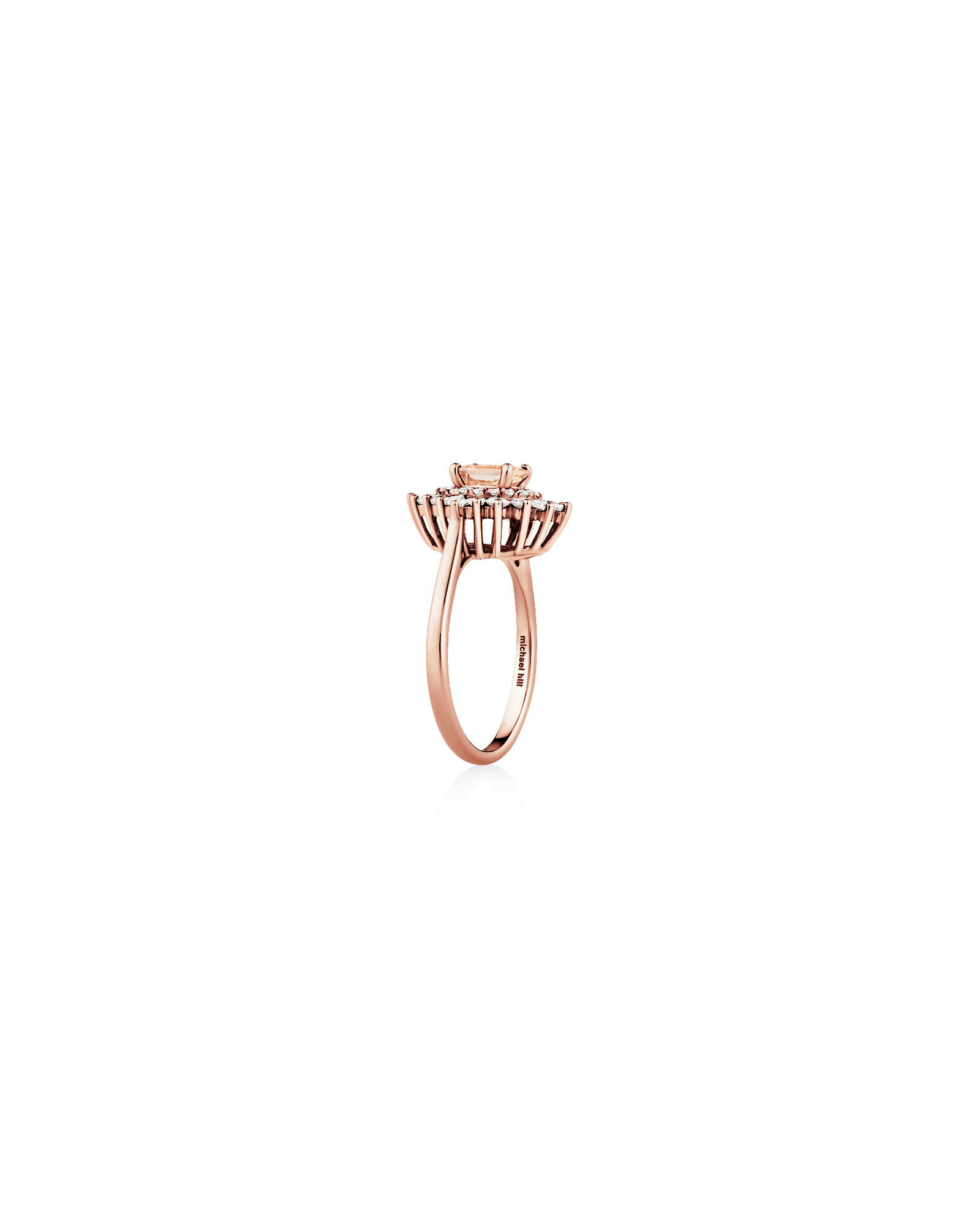 Ballerina Ring with Morganite 0.75 Carat TW of Diamonds in 10kt