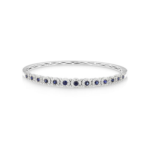 Bubble Bangle with Sapphire and 1.03 Carat TW Diamonds in 14kt White Gold