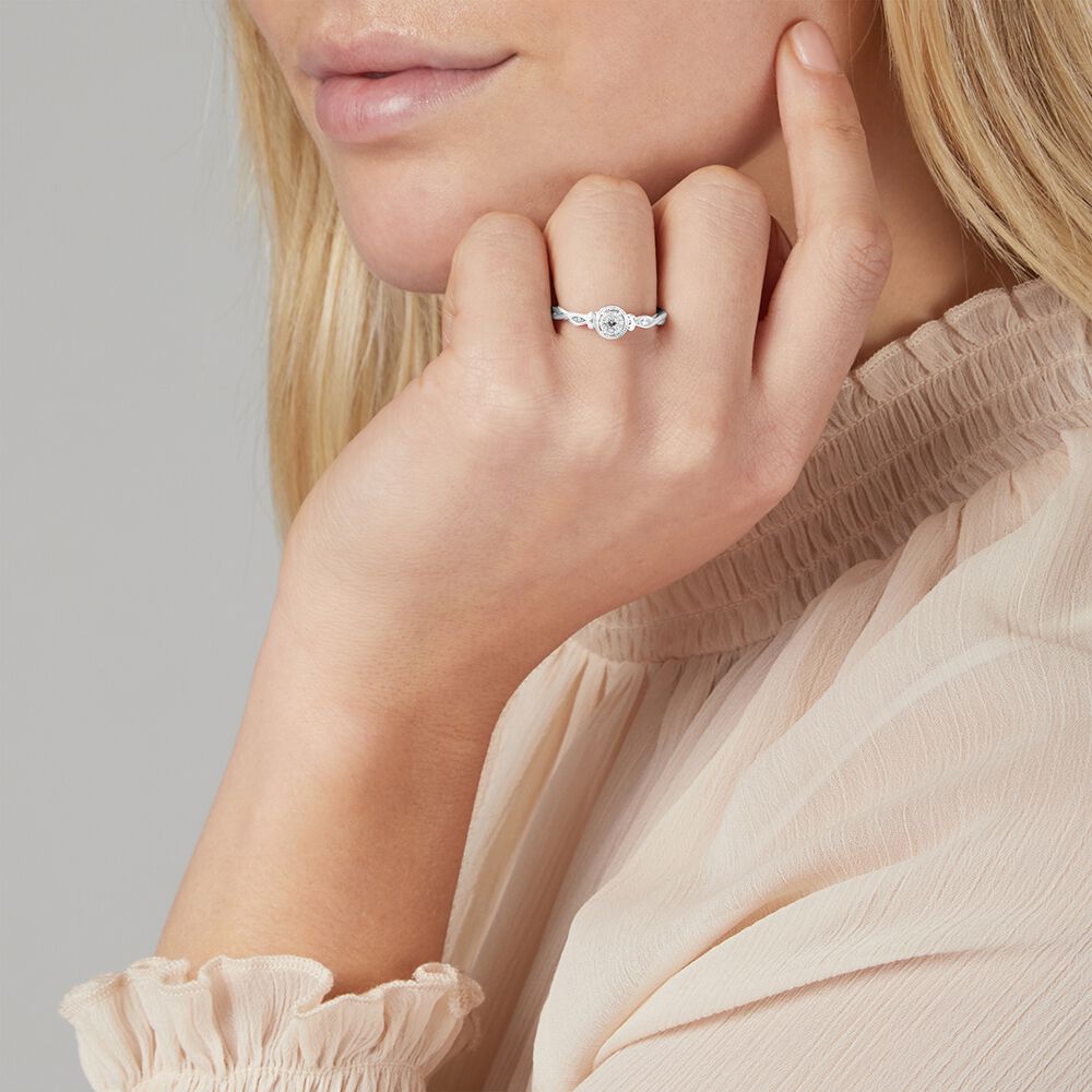 Promise Ring with Diamonds in Sterling Silver