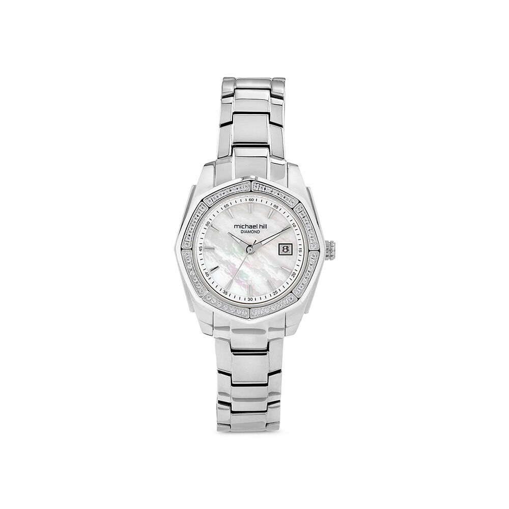 Women s Mother of Pearl Watch with 0.28 Carat TW of Diamonds in Stainless Steel
