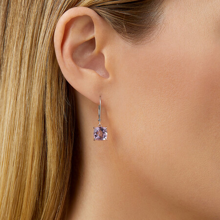 Earrings with Rose Amethyst in Sterling Silver & 10kt Rose Gold Earrings with Rose Amethyst in Sterling Silver & 10kt Rose Gold