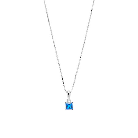 Square Pendant with Dark Blue Cubic Zirconia in Sterling Silver Square Pendant with Dark Blue Cubic Zirconia in Sterling Silver