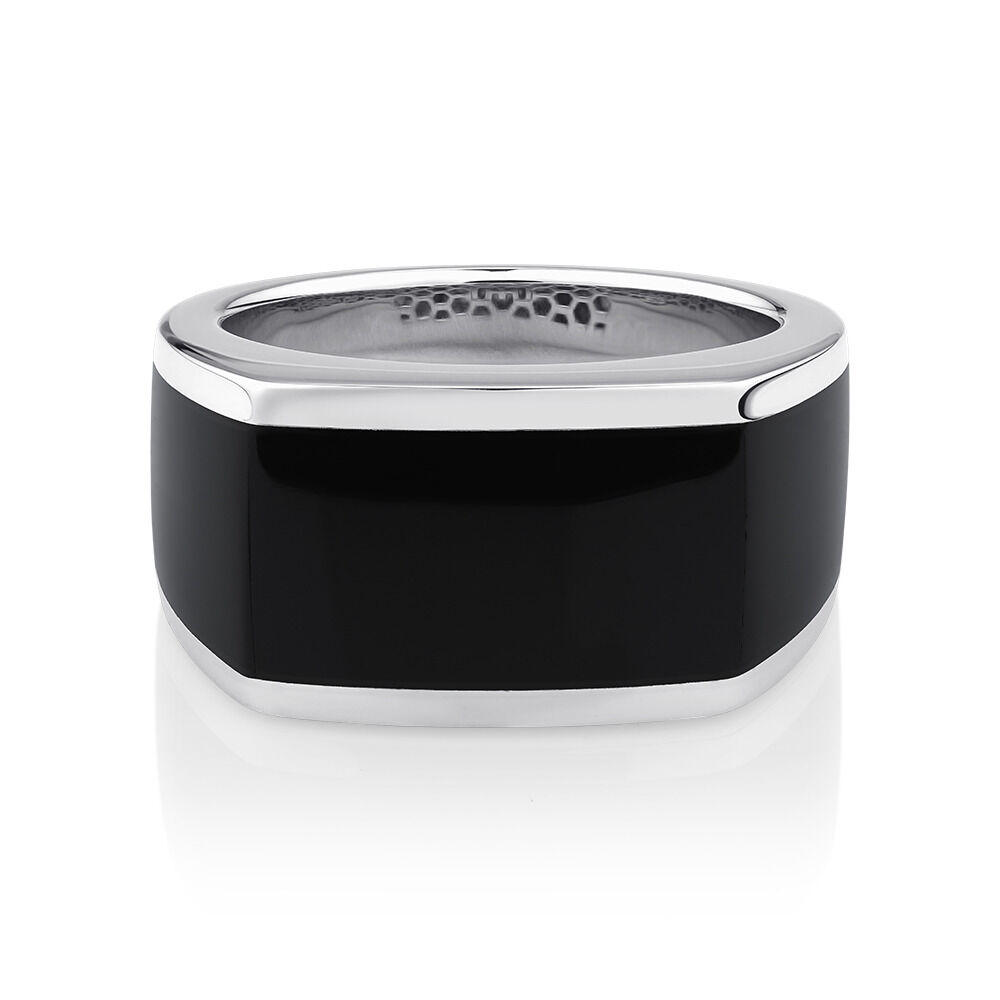 Men s Ring with Black Onyx in Sterling Silver