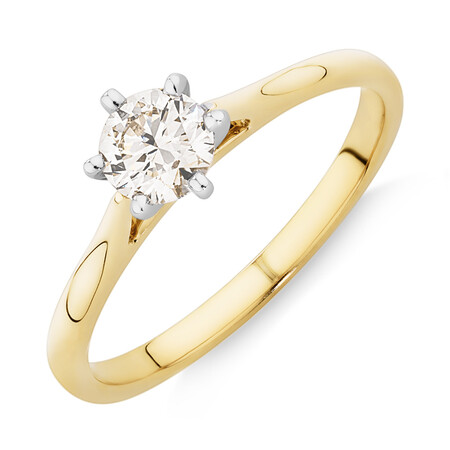 Solitaire Engagement Ring With a 1/2 Carat TW Diamond in 14kt Yellow/White Gold