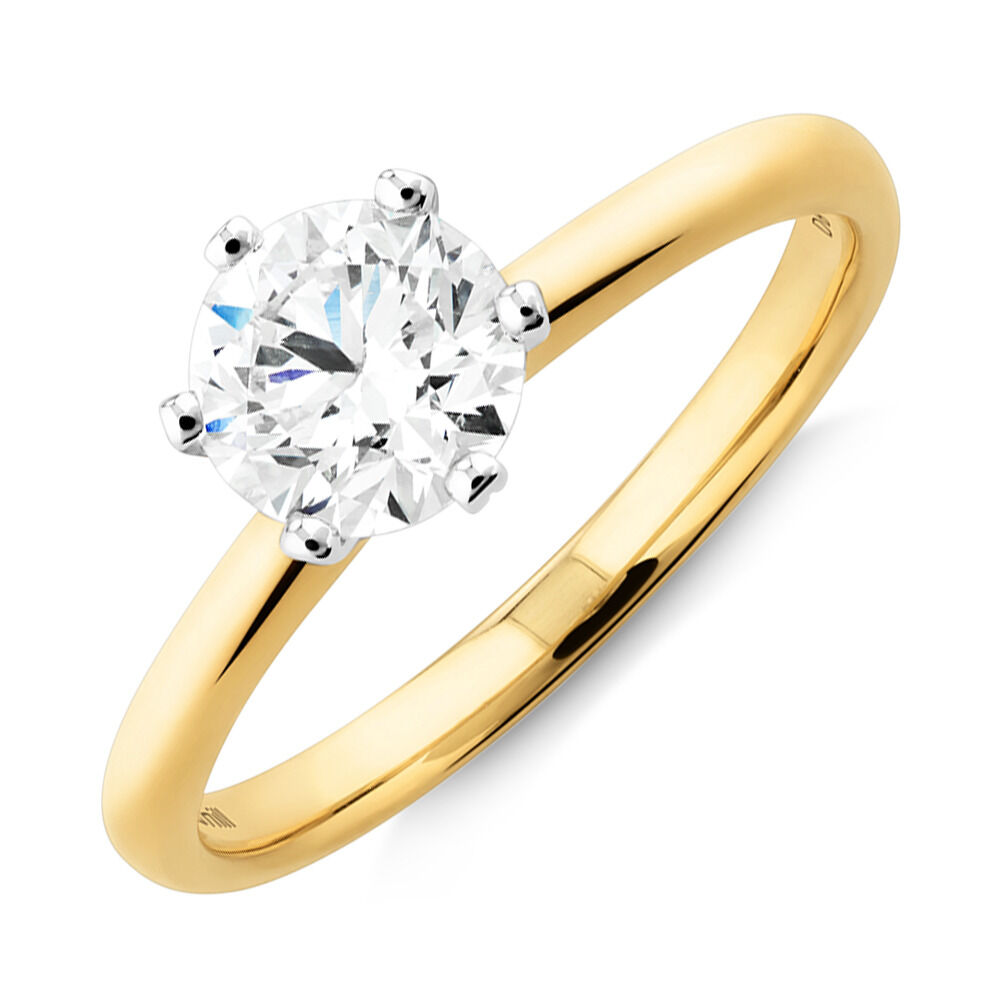 Michael Hill Solitaire Engagement Ring with a 1 Carat TW Diamond with the De Beers Code of Origin in 18kt Yellow White Gold