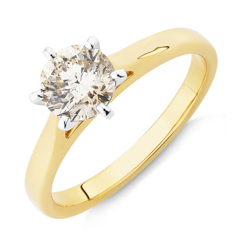 Solitaire Engagement Ring with 1 Carat Diamond in 14kt Yellow/White Gold