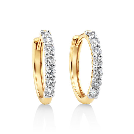 Huggie Earrings with 0.50ct TW Diamonds in 10ct Yellow Gold Huggie Earrings with 0.50ct TW Diamonds in 10ct Yellow Gold