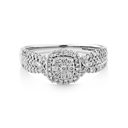 Square Halo Ring with 0.50 Carat TW of Diamonds in 10kt White Gold Square Halo Ring with 0.50 Carat TW of Diamonds in 10kt White Gold