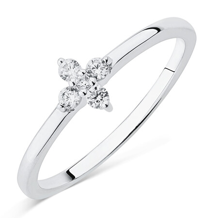 Flower Ring with Cubic Zirconia in Sterling Silver