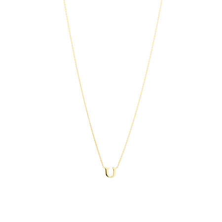 "U" Initial Necklace in 10ct Yellow Gold