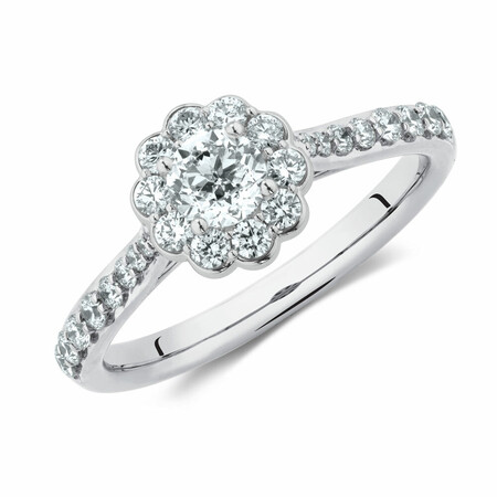 Southern Star Engagement Ring with 3/4 Carat TW of Diamonds in 14ct White Gold