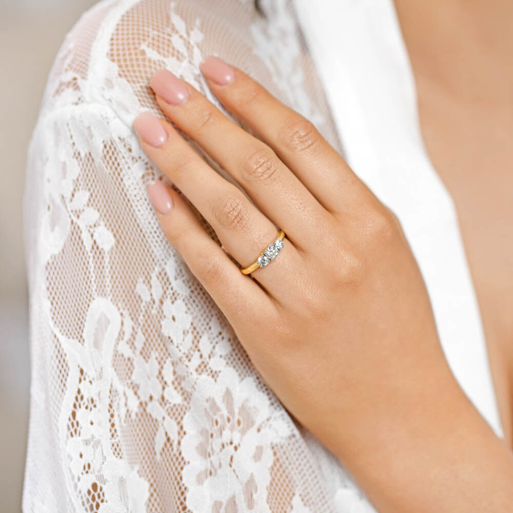 Three Stone Engagement Ring with 1 Carat TW of Diamonds in 14kt