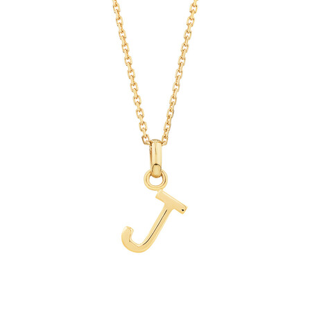 "J" Initial Pendant with Chain in 10kt Yellow Gold