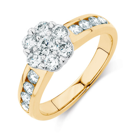 Engagement Ring with 1 Carat TW of Diamonds in 18ct Yellow & White Gold Engagement Ring with 1 Carat TW of Diamonds in 18ct Yellow & White Gold