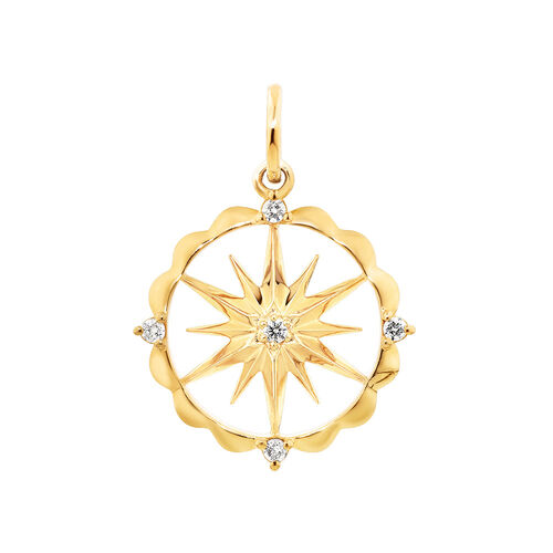 Star Motif Pendant with Diamonds in 10kt Yellow Gold