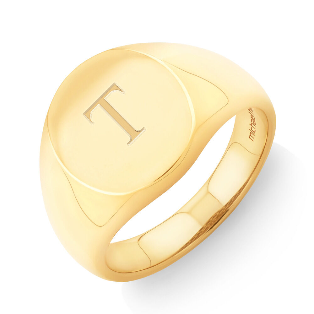 Men s Oval Signet Ring in 10kt Yellow Gold