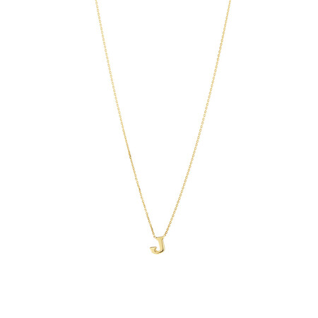 "J" Initial Necklace in 10ct Yellow Gold